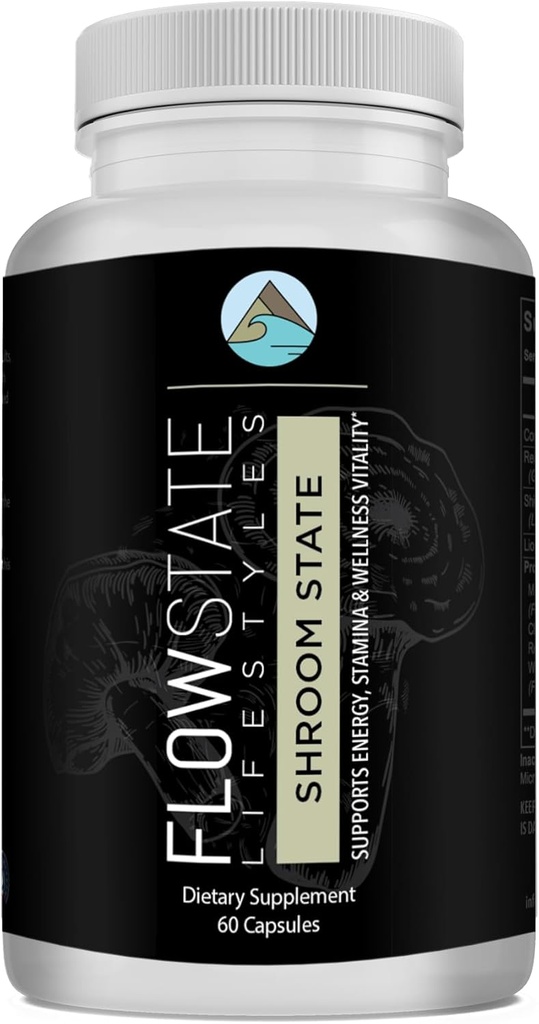 Flow State Lifestyles Champignon 10X(Shroom State) - Nootropic - Améliore la concentration cérébrale et le soutien énergétique - Lions Mane, Shiitake, Reishi, Cordyceps, Turquie Tail, Chaga