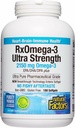 Facteurs naturels RxOmega-3 Ultra Strength - Supplément diététique pour le soutien de la santé du cerveau et du coeur - Supplément santé oculaire avec EPA et DHA - Supplément avec acides gras oméga-3 - 150 Softgels (75 portions)
