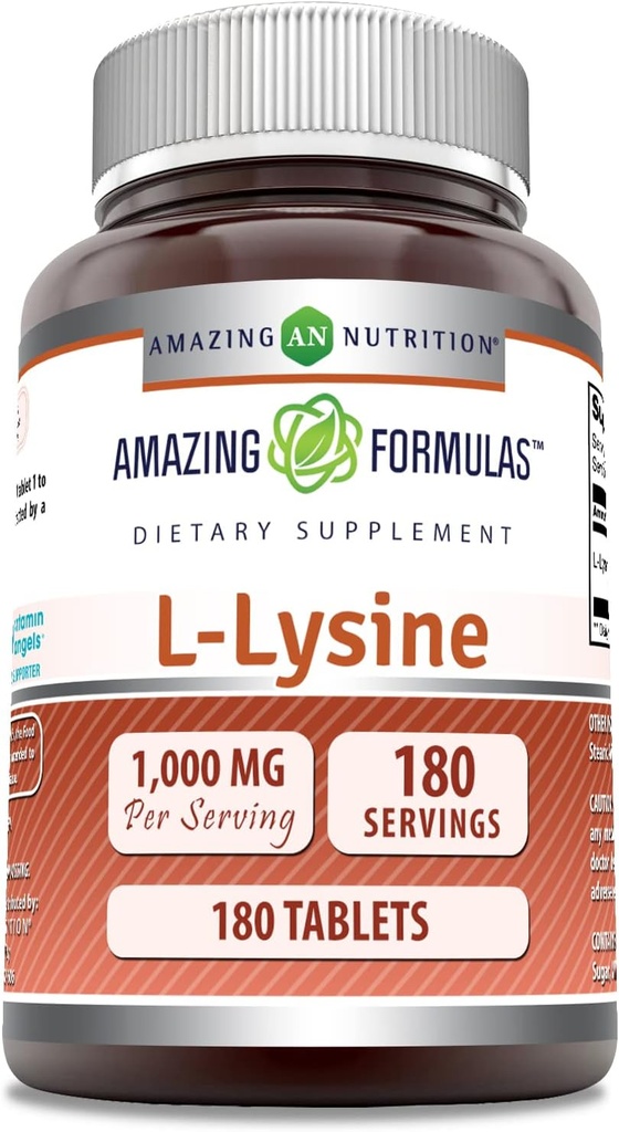 Formules étonnantes L-Lysine 1000 Mg Supplément Acide Amino