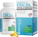 Bronson Omega 3 Huile de poisson triple résistance 2720 mg, haute EPA 1250 mg DHA 488 mg, non-OGM métal lourd testé, 180 softgels