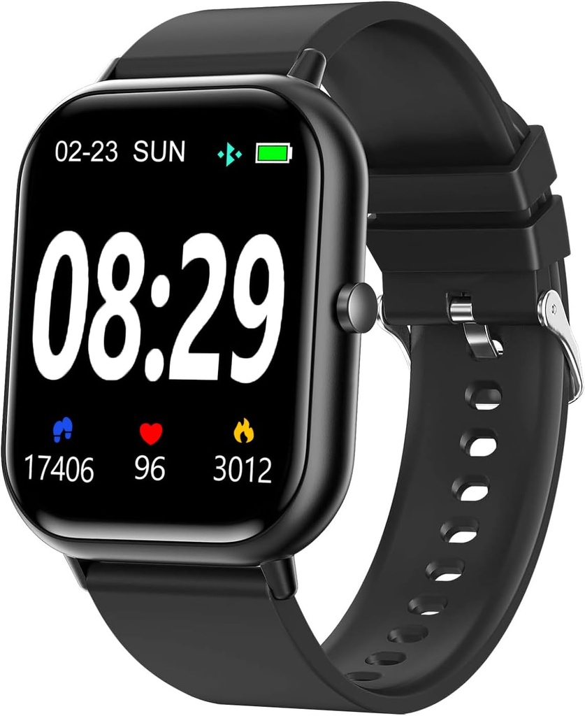 Smart Watch pour hommes Femmes SmartWatch 1.83" pour iPhone Samsung Android Phone Compatible, Fitness Tracker Watch avec Pedomètre, Heart Rate/Sleep Monitor, Blood Oxygen, IP68 Waterproof