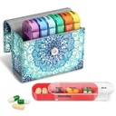FINPAC Weekly Pill Organizers 4 fois par jour, diapositive ouverte PU cas de cuir Pill médecine de la vitamine rappel et planificateur avec carte de nom pour le matin