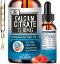 Calcium Citrate Supplement,1200mg Calcium with Vitamin D3 Drops for Bone,Teeth,Colon,Cardiovascular Health,High Absorption Liquid Calcium Magnesium Citrate 400mg Plus Zinc Vitamin K2,Vegan,30 Servings