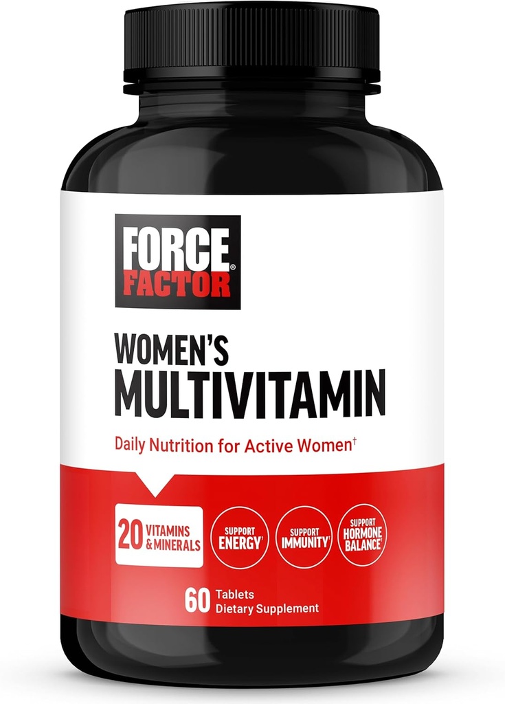Facteur de force Femmes Multivitamine, Multivitamine pour les femmes pour soutenir l'équilibre hormonal, l'énergie, l'immunité, et la santé de Gut, avec 20 vitamines et minéraux, Ashwagandha, Chasteberry, et plus, 60 comprimés
