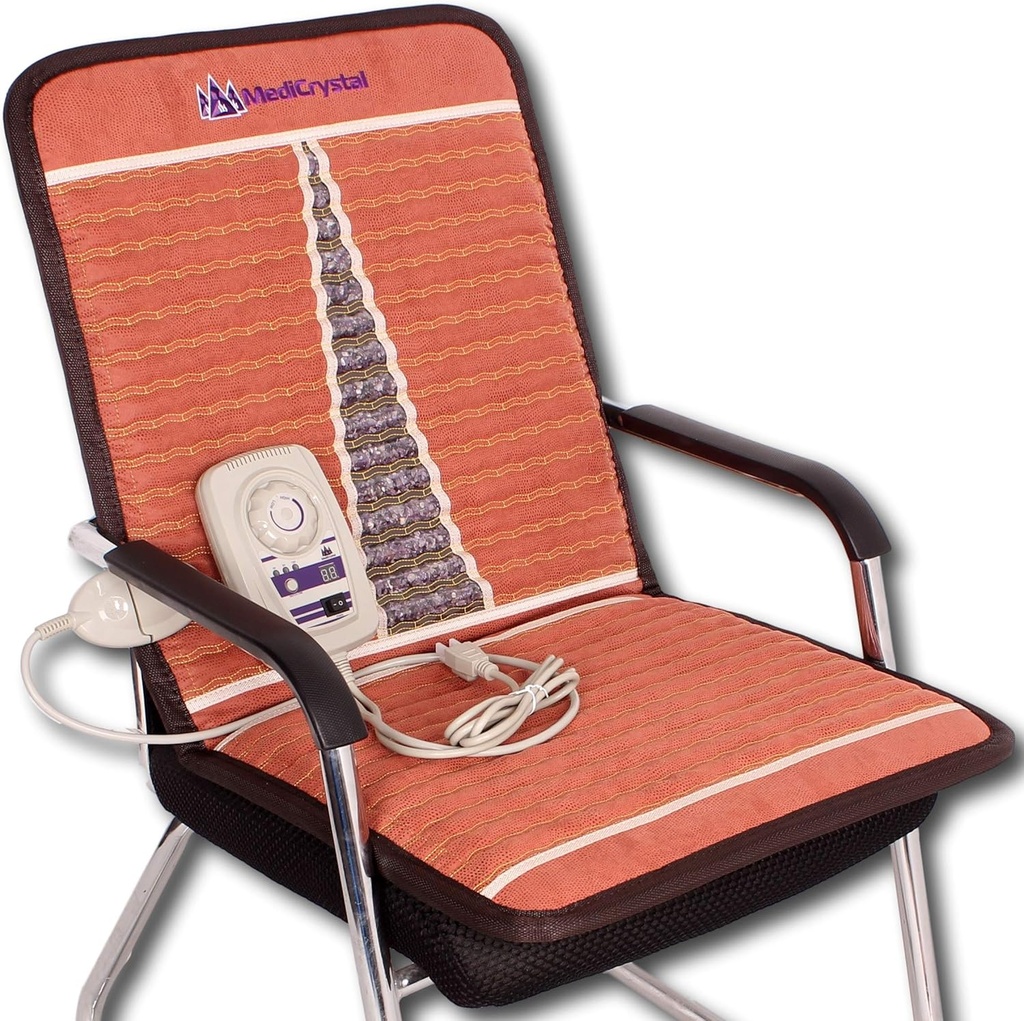 Matelas de chaise infrarouge Medicrystal Far - 40'L x 20'W - Améthyste naturel - FIR Chauffage 86-158°F (30-70°C) - Ion négatif - Fabricant original - Pad de pierre chaude