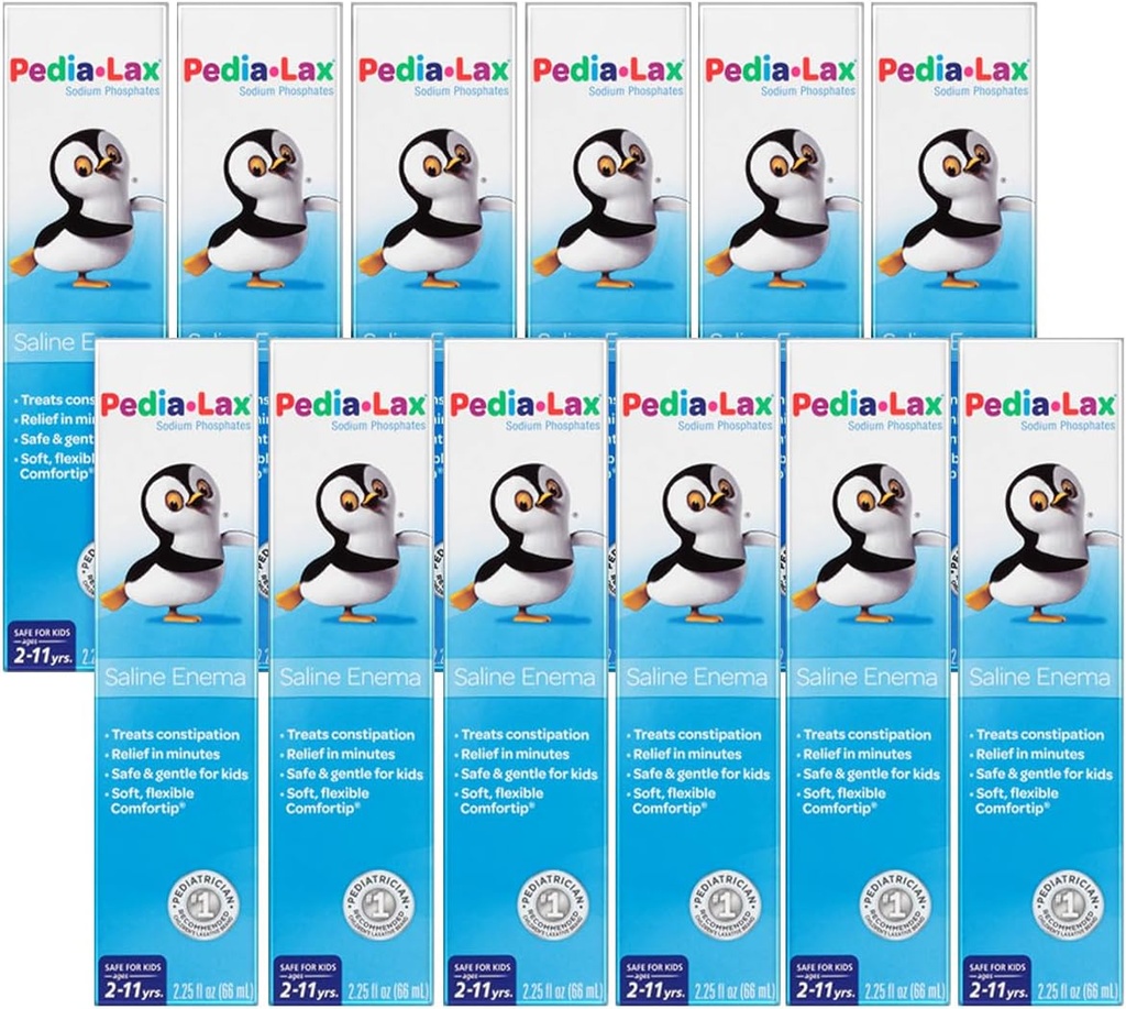 Pedia-Lax Laxatif Lavement Saline pour les enfants, 2-11 ans, 2,25 fl oz (12 pack)