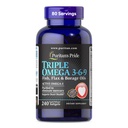 Puritan's Pride Premium Triple actif Omega 3-6-9 Huiles de poisson, de lin et de borage, supplément alimentaire pour le soutien cardiaque, articulaire et cellulaire, 240 softgels à libération rapide