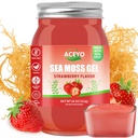 ACEYO (18 OZ) Irish Sea Moss Gel cru Fraise végétalienne Saveur 102 Vitamines et minéraux Wild Harvested Non-GMO Immune Defense Booster Thyroïde Soutien digestif