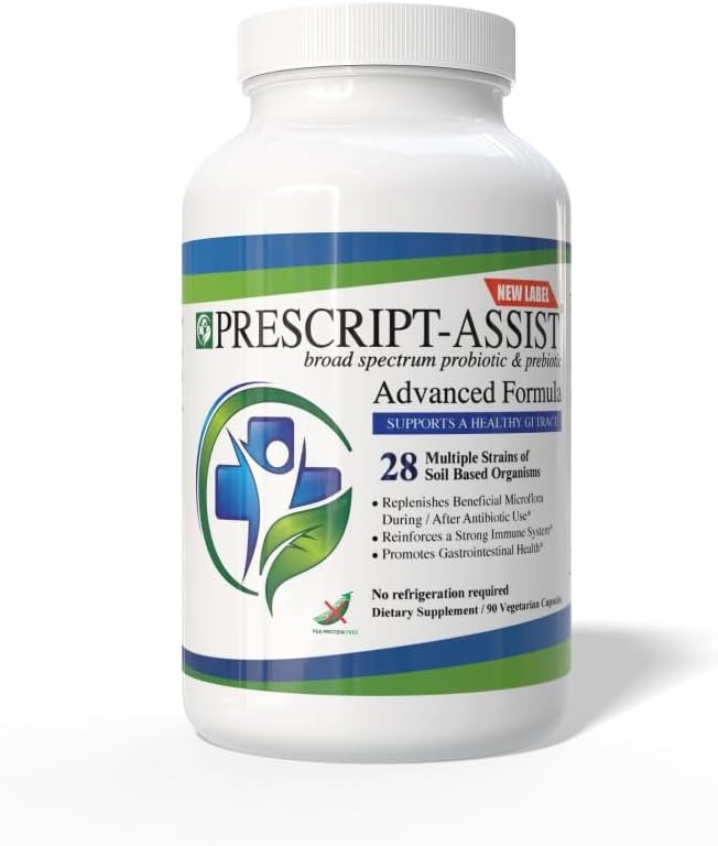 Prescript-Assist Prescipt-Assist Prébiotiques et probiotiques pour la santé digestive et immunitaire. 28 souches de microflore à base de sol - végétalien, soutient la récupération musculaire et la santé des intestins, 90 capsules