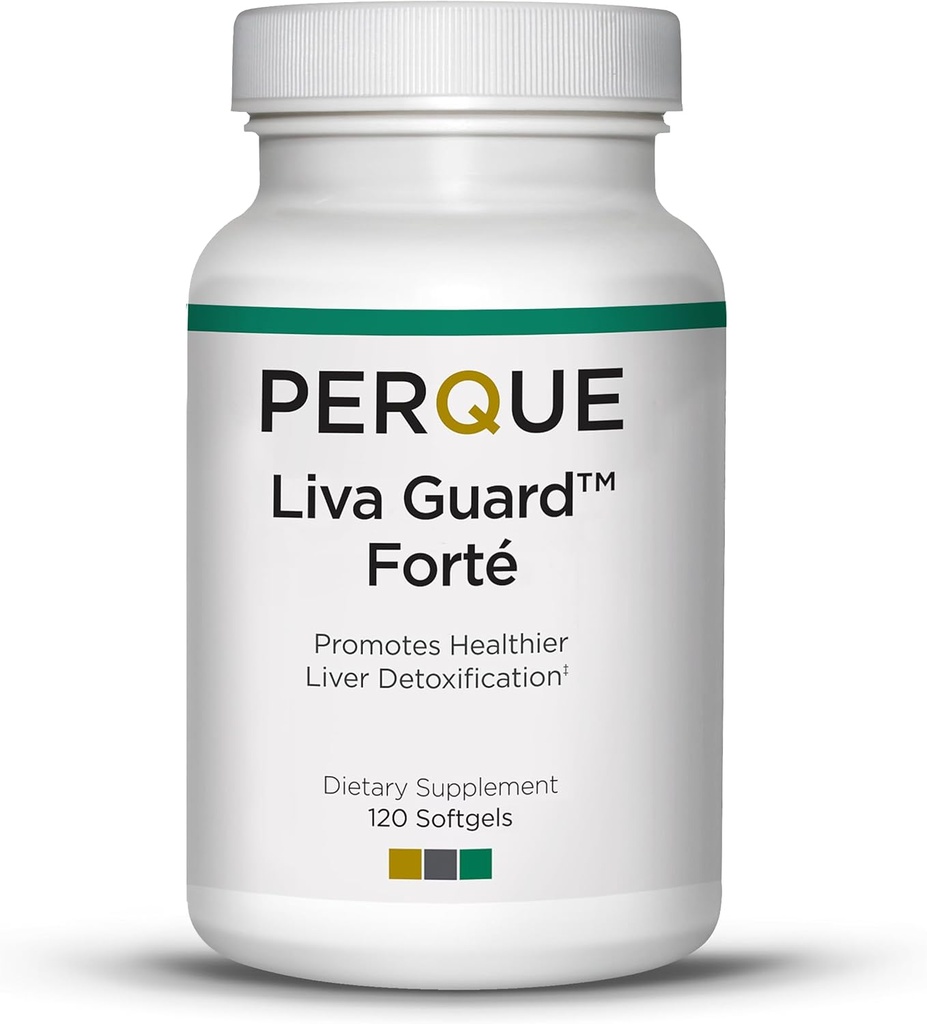 PERQUE Liva Guard Forte 120 Softgels – Formule à base de plantes et d'antioxydants pour la fonction hépatique et la détox – Soutient la santé métabolique et cellulaire – Non-OGM, sans gluten, formule végétarienne – 120 Compte