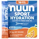 Nuun Sport Electrolyte Powder Packets avec Magnésium, Calcium, Potassium, Chlorure, et Sodium, Packs d'hydratation pour le voyage, All Out Orange Flavor, sans gluten et végétalien, 16 portions simples