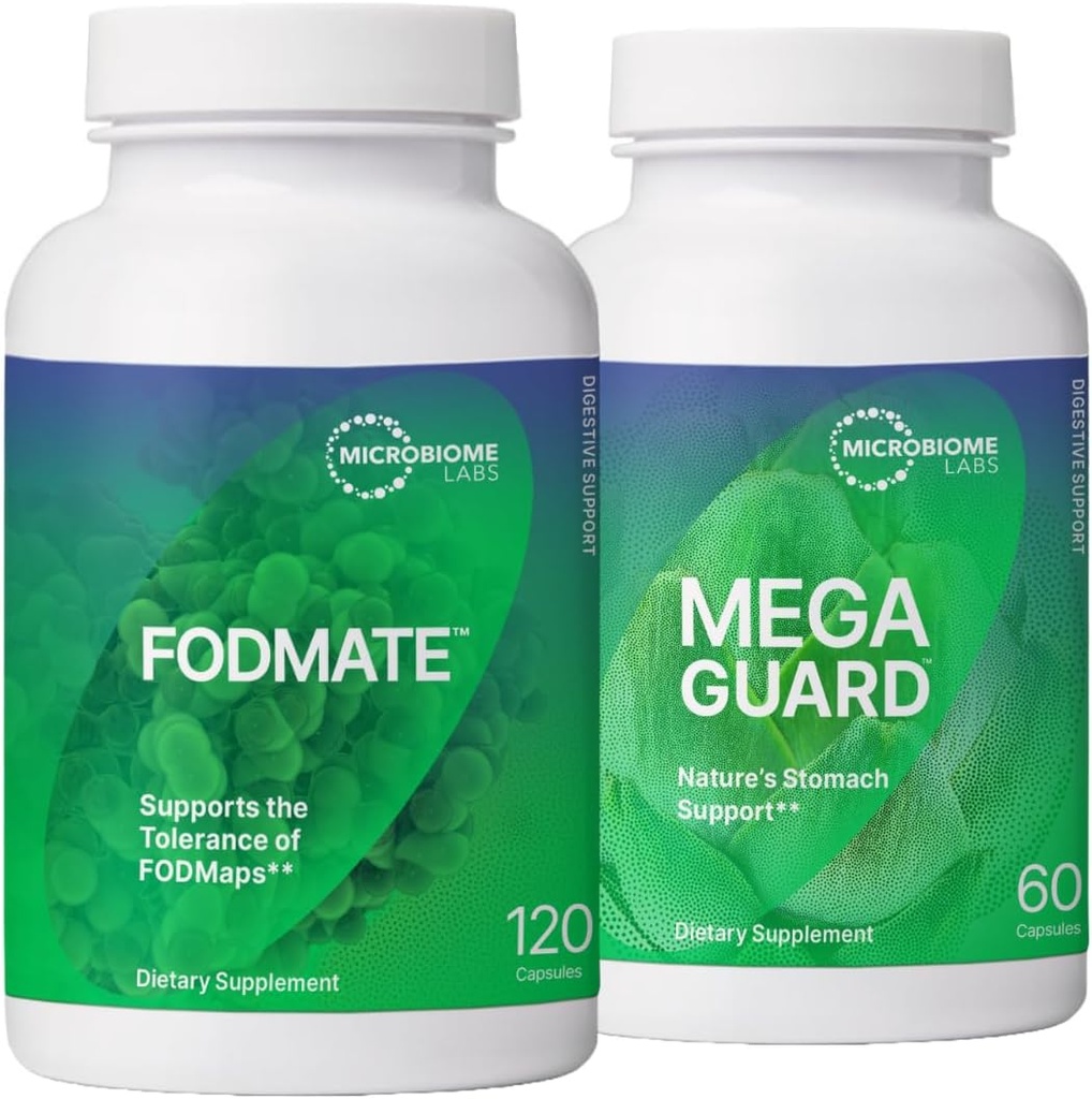 Microbiome Labs Digestion Support Bundle - FODMATE Enzymes digestifs et MegaGuard Aide digestive avec Ginger et DGL (2 produits)