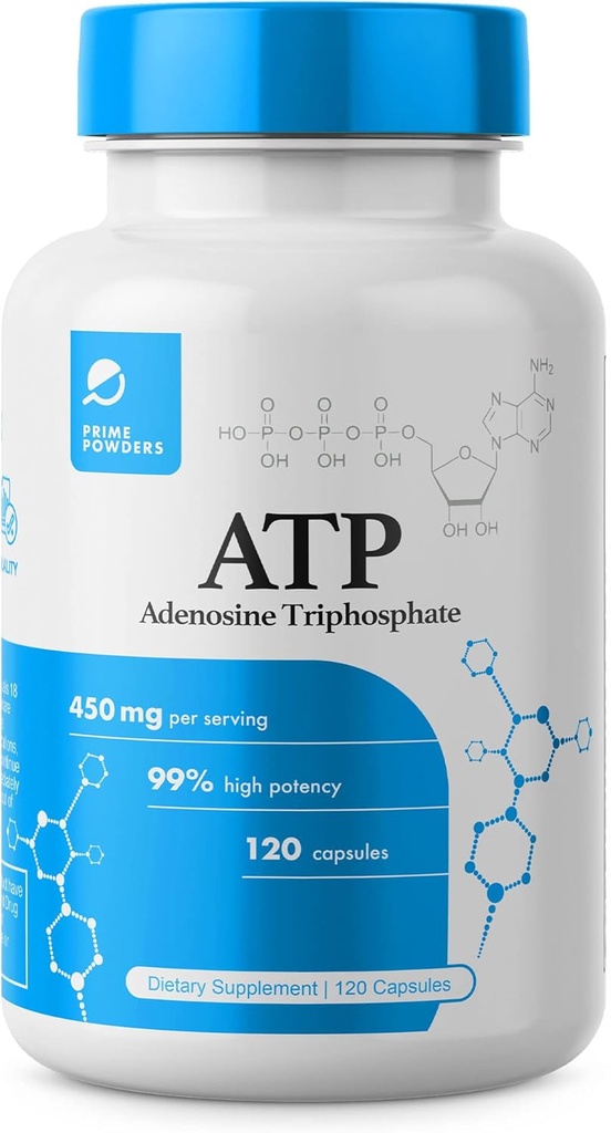 Capsules ATP - 120 Capsules - Adénosine Triphosphate Disodique - 400mg par portion - Boost Energy Endurance Stamina
