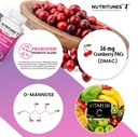 Cranberry PACs avec supplément de mannose D pour les femmes, vitamine C et probiotique vaginal pour les femmes, y compris les souches de Lactobacillus et de Bifidobacterium pour la santé urinaire - 60 gélules de Femuni UTH