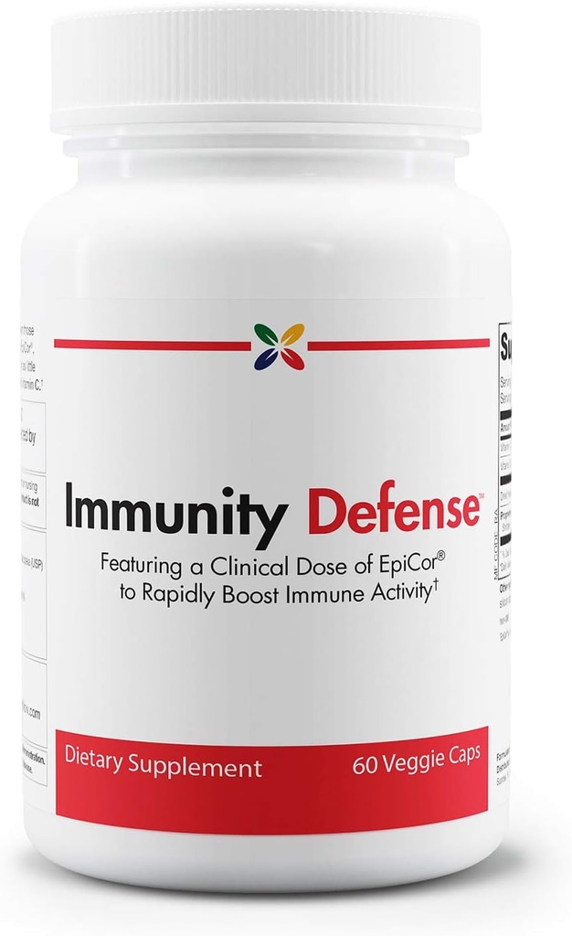 Stop Aging Now - Immunity Defense with EpiCor - Supplément de soutien immunitaire - Vitamine C, Vitamine D, Levure sèche et Complexe des champignons - Shiitake, Cordyceps, Reishi et Maitake Mushroom - 60 Vcapsules