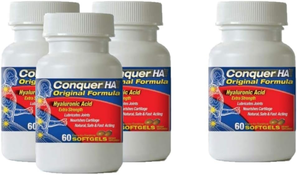 Forme originale Acide hyaluronique Pack de 4, Améliorer la mobilité, la flexibilité - 60 bouchons en softgel