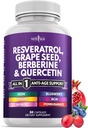 NOUVELLE AGE Resvératrol, Berberine, Extrait de graines de raisin, Quercetin - Supplément en polyphénol pour les femmes et les hommes avec extrait de noni, N-acétyl Cysteine, Extrait d'açai - 60 Capsules