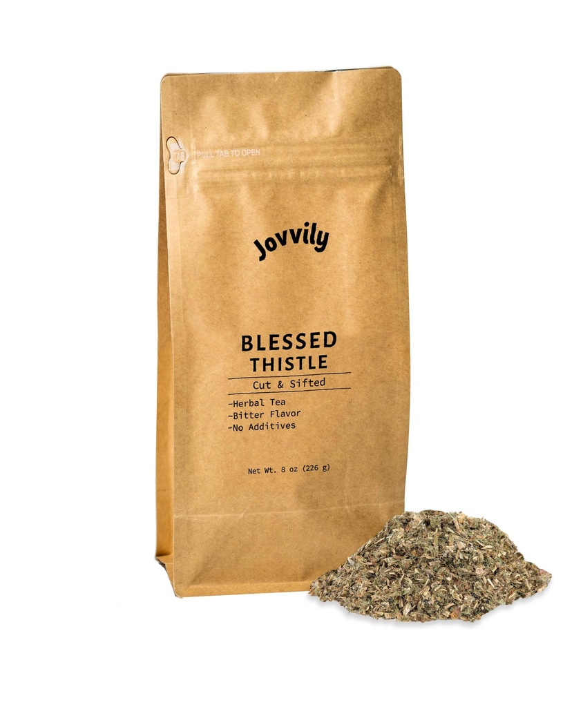Jovvily Herbe de chardon bénie, 8 oz, thé à base de plantes, coupée et tamisée