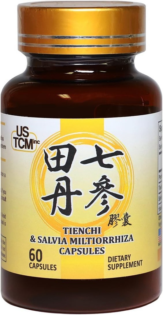 Tienchi Danshen Capsules Pseudoginseng Notoginseng Sanqi Salvia Miltiorrhiza Capsules Red Sage 500mg 60 Capsules Légumes 100% Naturelles Pas de Préservatifs pour un système cardiovasculaire sain Fabriqué aux États-Unis