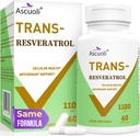 Ultra Pureté Trans-Resvératrol 1100mg, 3-en-1 Formule avancée Supplément de resvératrol organique, Max Antioxydant, Anti-Aging, Santé de la peau, lmmune & énergie, 1 Pack