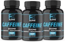 FXSUPPS Caféine 200mg Pills (3-Pack, 600 Capsules) – Supplément de soutien énergétique à action rapide pour les hommes et les femmes