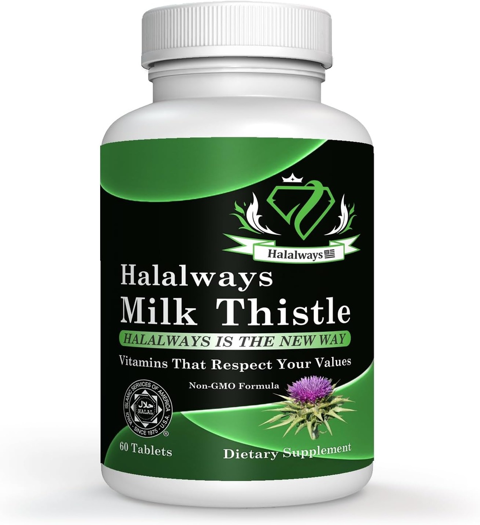 Halalways Lait Thistle Certifié Halal Supplément Lait Thistle Foie Supplément Detox Gentil Herbal Foie Nettoyer pour les hommes et les femmes - Liver Health Support - Non-OGM