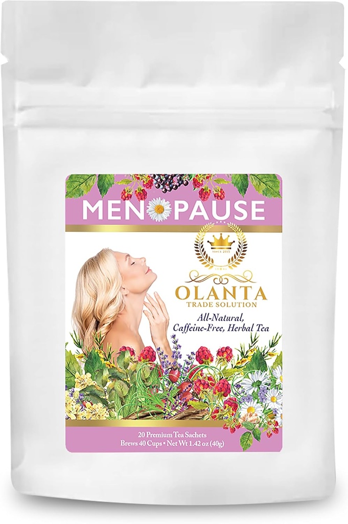 Thé à la ménopause - Suppléments à la ménopause naturelle pour les femmes, thé à base de ménopause Comfort Caféine sans caféine, produits de refroidissement pour flashs chauds pour la ménopause - 20 sachets de thé Premium