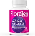 Florajen Femmes Triple-Action Probiotique - Prébiotique + Probiotique + canneberge pour le soutien vaginal, digestif et immunitaire - Agissant rapidement - Études cliniques - Sans gluten et végétalien - 30-Comte