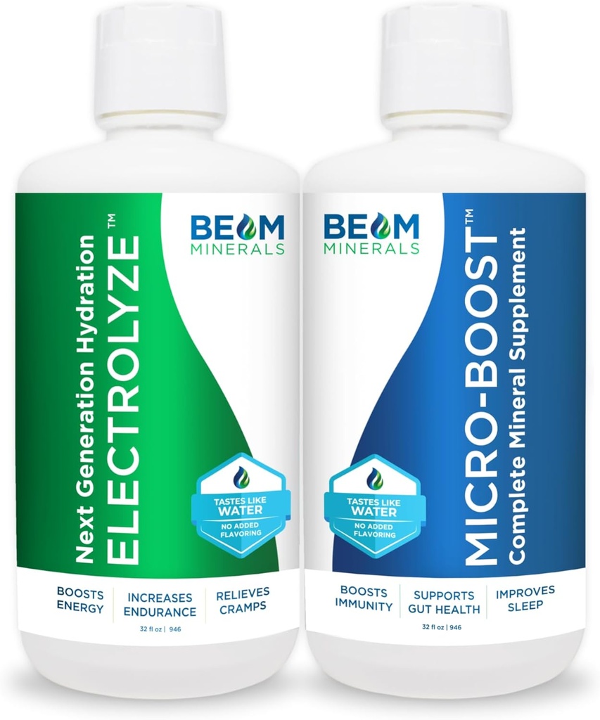 BEAM Minerals Micro-Boost et Electrolyze Advanced Set (Support avancé d'électrolyte et de micronutriments) 100% Biodisponible, ionisé