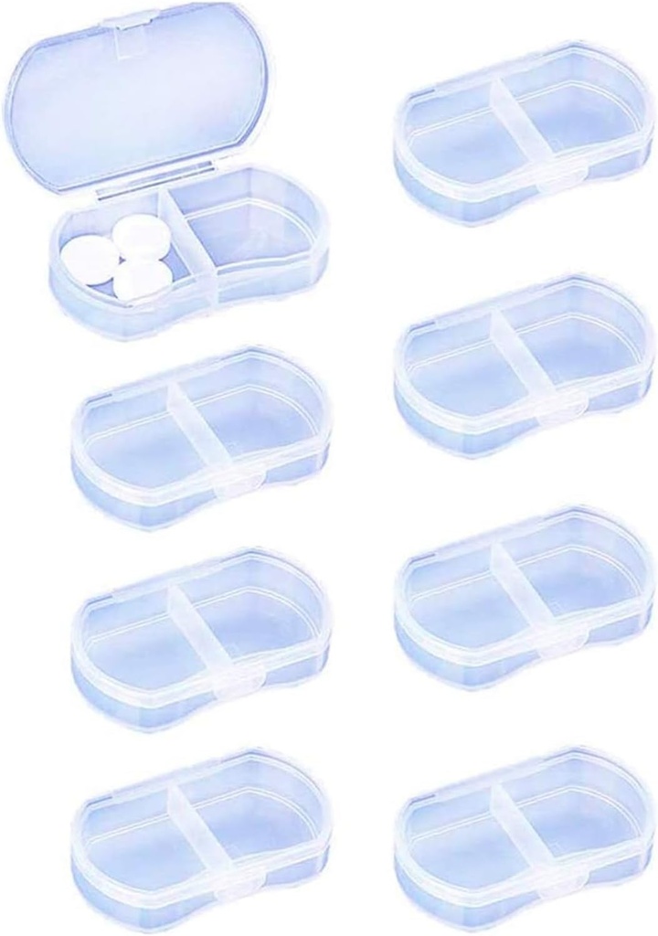 8PCS Pill Case Organizer Pocket Small Pill Holder, Daily AM & PM containers, Medicine Holder, Idéal pour les médicaments, Vitamine, Supplément, Parfait pour le voyage, Idéal pour la Purse (Blanc)