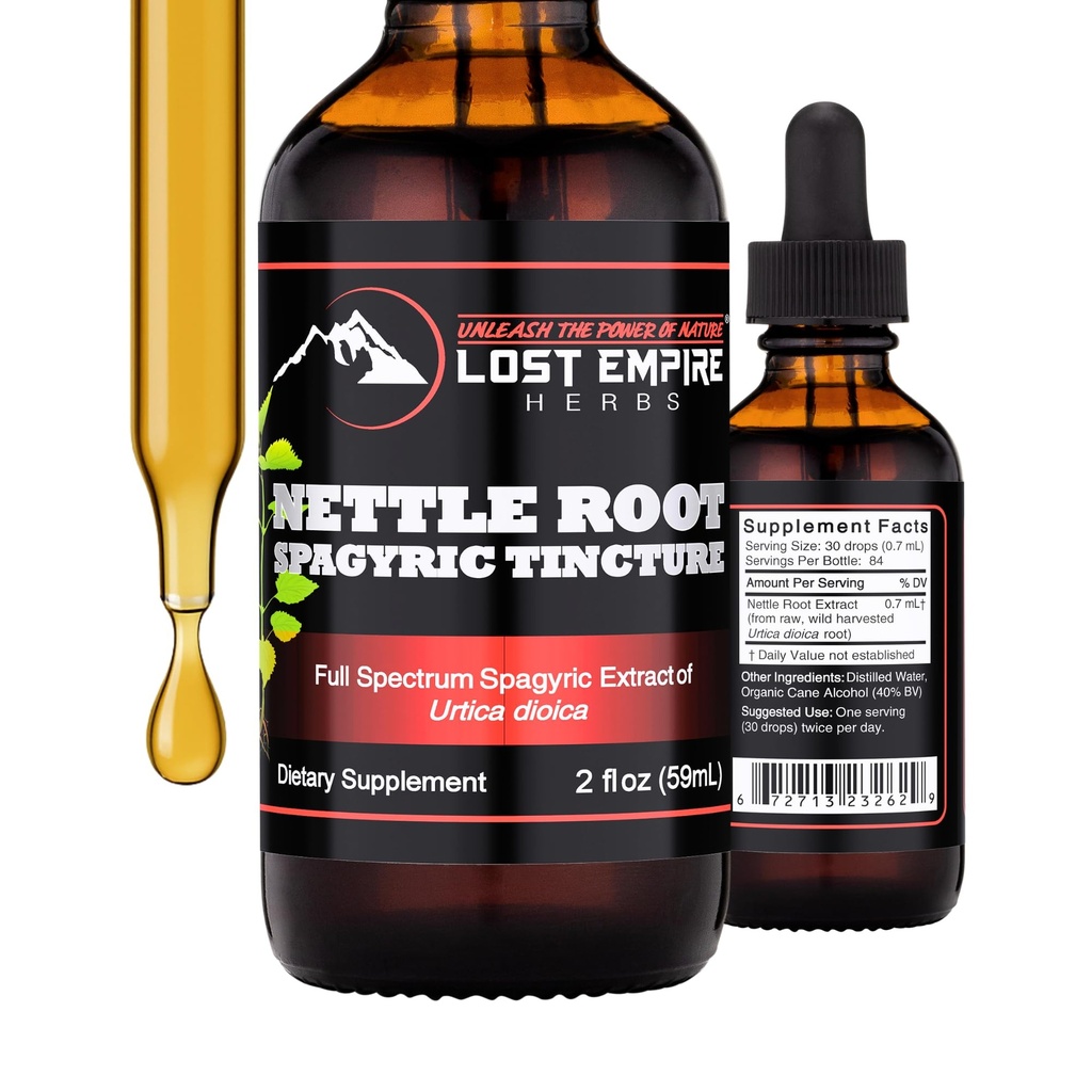 Lost Empire Herbs Extrait de racine de cailloux Teinture spagyrique (2 fl oz) - Sauvage récolté du supplément pour les hommes, fonction urinaire, BPH, perte de cheveux - 3ème laboratoire de parti testé
