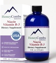 HoneyCombs Vitamine B3 Supplément Niacine gouttes liquides - Haute puissance Vitamine B3 gouttes liquides pour les hommes et les femmes - Maintenir le système digestif, la peau, la langue, l'énergie et plus - Vegan Niacine goutte (8 Fl oz)