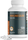 Bronson Magnésium 500 MG soutient la santé osseuse et musculaire et le système nerveux - non-OGM, 120 comprimés végétariens