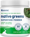 NativePath Native Greens Superfood Powder – Verts organiques, spiruline, poudre de racine de betterave, enzymes digestives, probiotiques, sans ombre de nuit, naturellement sucré, 30 portions