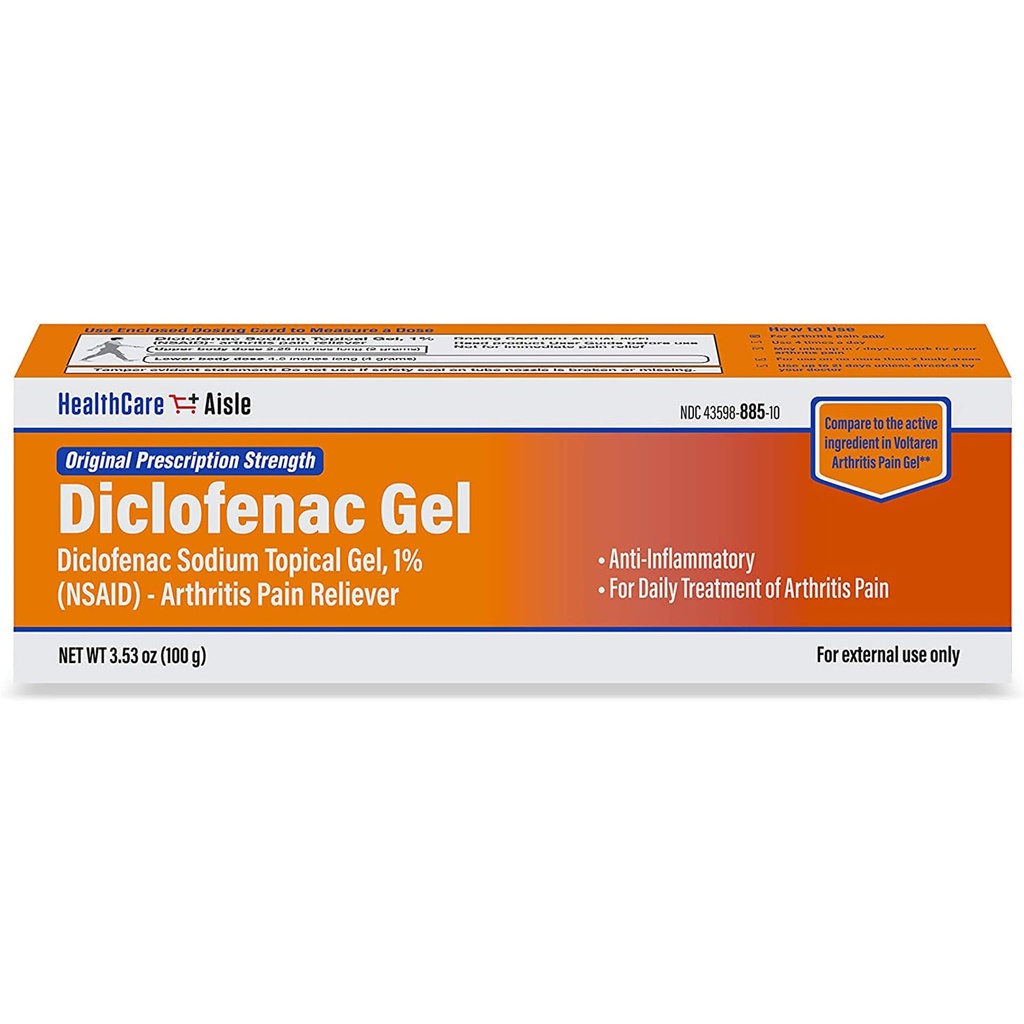 HealthCareAisle Diclofenac Gel, 1%, Arthrite Relief Douleur - 100 g tube - Dureté originale sur ordonnance (AINS)