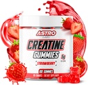 Gommies de créatine pour les hommes et les femmes - 5g par service, augmenter la force, le gain musculaire, la récupération, l'endurance - végétalien, sans gluten, faible sucre Gommies monohydratées de créatine - fraise (100 comte)