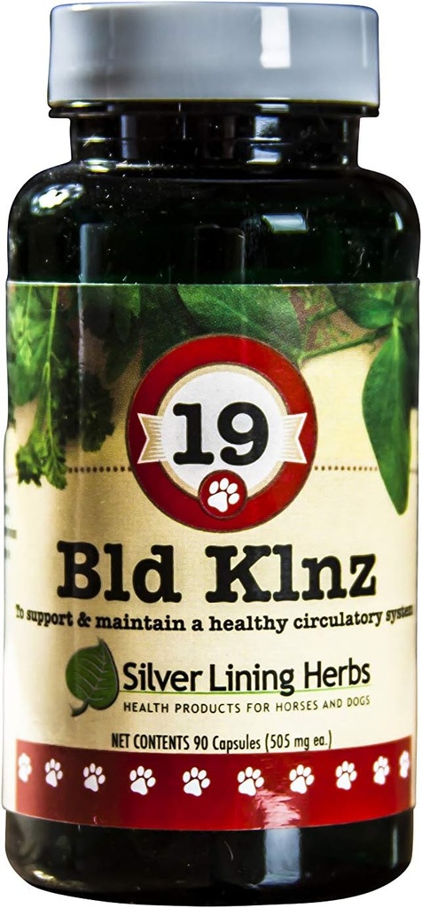 Silver Lining Herbs 19 BLD Klnz - Soutien à base de plantes pour les valeurs normales du sang canin - Aide à maintenir la santé normale de la cellule sanguine et du système circulatoire de chien - Soutien à la santé naturelle canine - 90 capsules