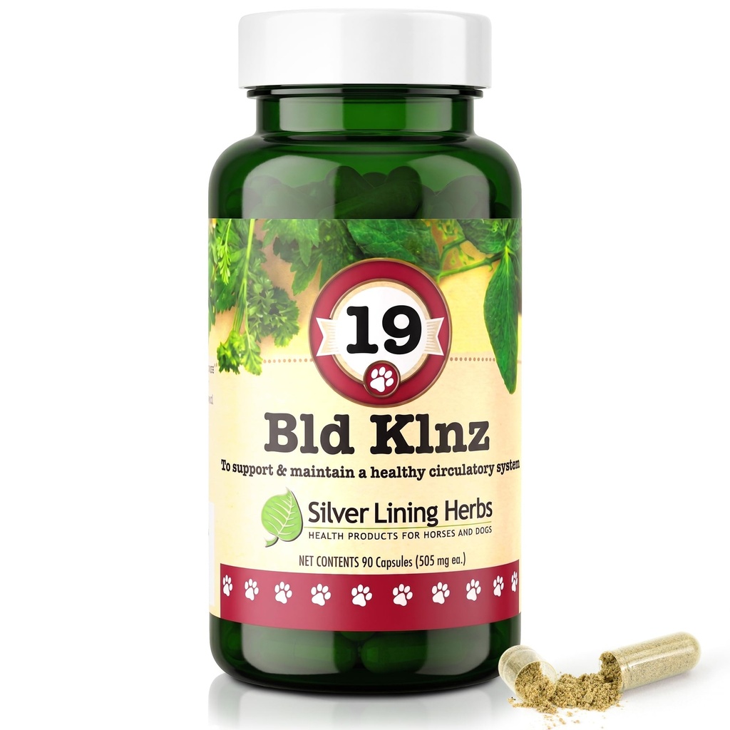 Silver Lining Herbs 19 BLD Klnz - Soutien à base de plantes pour les valeurs normales du sang canin - Aide à maintenir la santé normale de la cellule sanguine et du système circulatoire de chien - Soutien à la santé naturelle canine - 90 capsules