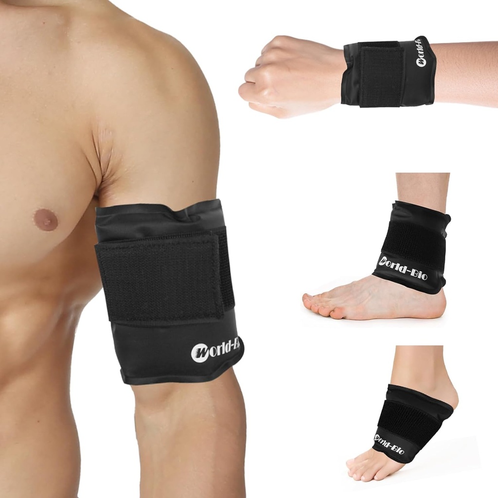 Gel Ice Pack Wrap avec velcro Strap, Ice Pack pour blessures réutilisables, traitement chaud et froid, Elbow Cold Wrap, souple pour bras, poignet, main, pied, cheville
