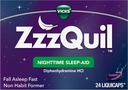 Vicks ZzzQuil, aide au sommeil de nuit LiquiCaps, 25 mg de Diphenhydramine HCl, marque d'aide au sommeil no 1, forme non-habitante, sommeil d'automne rapide, 24 nombre