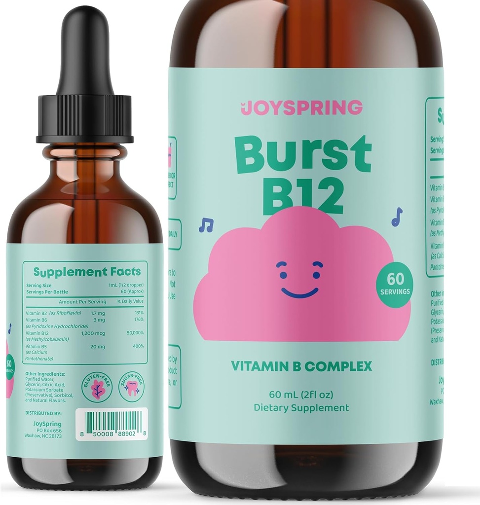 JoySpring B-Complex & Vital Vits with Magnesium Drops Bundle | Naturally Sourced Kids Vitamins & Minerals | Non-Alcoholic, Sugar-Free Liquid Formula | Vegan & Vegetarian Liquid Drops Supplement