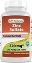 Best Naturals Zinc Sulfate 220 mg 120 Tablets - 3rd Party Lab Tested - Made in The USA - Gluten Free & Non-GMO