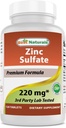Meilleur Sulfate de zinc naturel 220 mg 120 Comprimés - 3ème Party Lab testé - Fabriqué aux États-Unis - Sans gluten et sans OGM