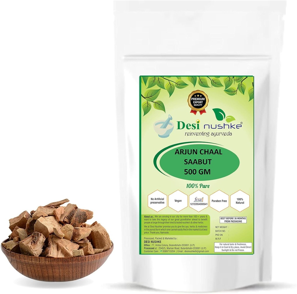 Arjun Ki Chaal 100% Pure (500GM) Arjun Chaal (Arjun Chaal) Arjun Bark (Arjuna Tree Bark) - Raw (Raw) aide à réduire le mauvais cholestérol