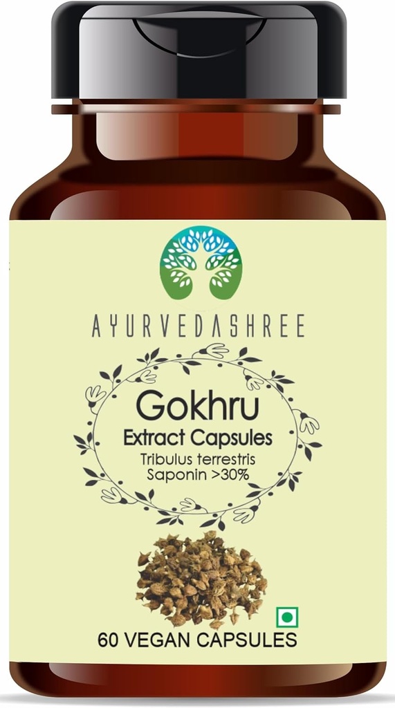 Gokhru Extract 500mg - 60 Vegetarian Capsules|Tribulus Terrestris| All Natural | 100% Vegan | Gluten-Free | GMP Certified