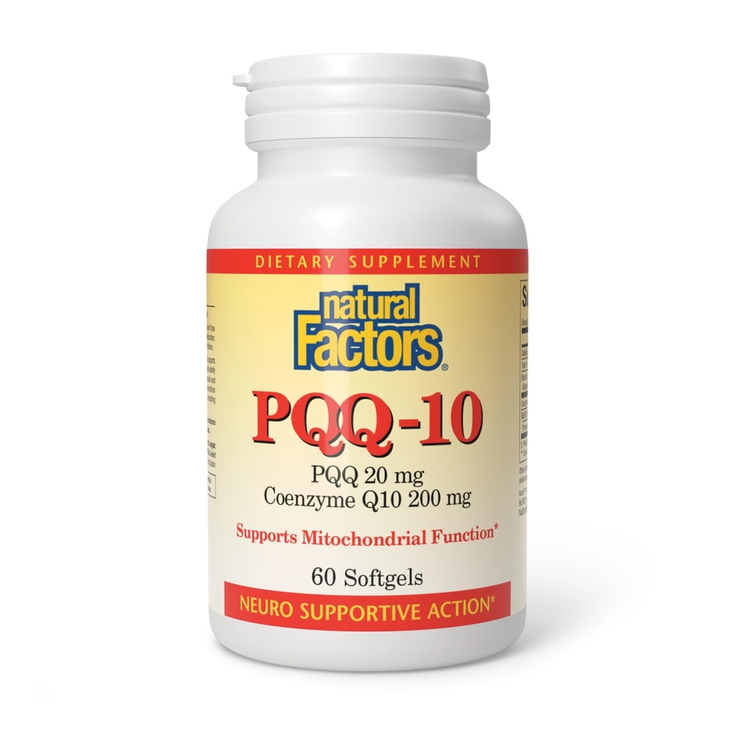 Facteurs naturels, PQQ-10, soutient l'énergie et le vieillissement en santé, supplément alimentaire, 60 softgels (60 portions)