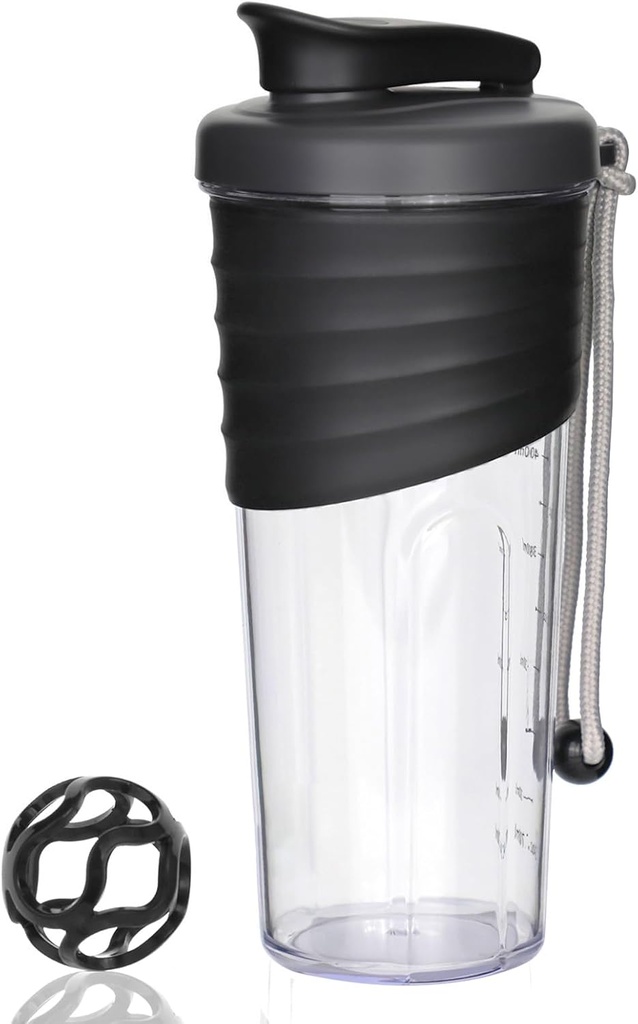 Bouteille de shaker pour les mélanges de protéines,24 oz,Bouteille de shaker de protéine avec boule de fouet,Bouteille de mélange,Bouteille de protéines,Portable pré-entraînement