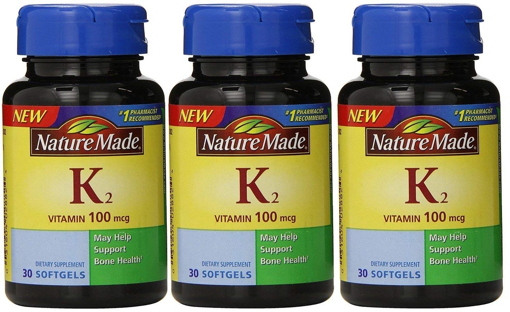 Nature faite vitamine K2 100 mcg Softgels 30 (3) (Emballage mai Vary)