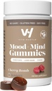 VitaHustle Super Champignon Mood + Mind Focus Gummies, Lions Mane Champignons, Reishi, Chaga, Cordyceps, Vegan, Sucre faible, Non OGM, Saveur de cerise, 50 Comte