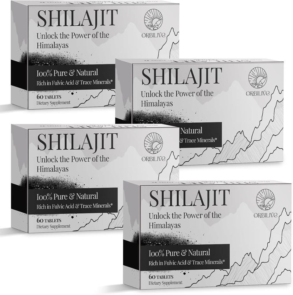 30 000 MG Shilajit Comprimés, 100% Shilajit Pure, Himalayan Organic, Shilajit pour hommes et femmes riches en acide fulvic & 85+ Trace Minerals, Supplément Shilajit pour l'énergie et le système immunitaire, 240 Compte